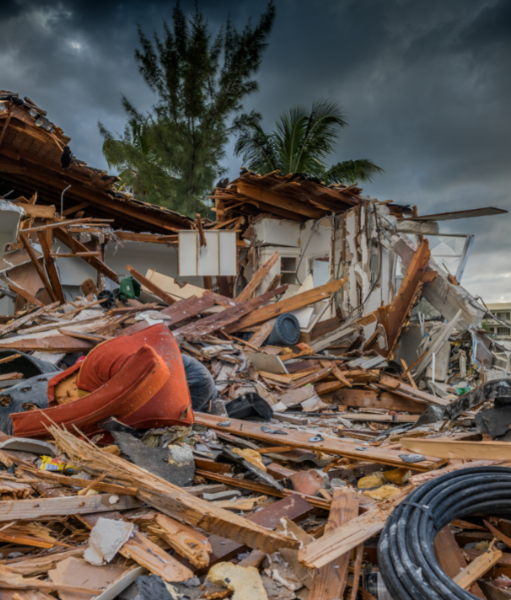 House that has been destroyed by a hurricane.