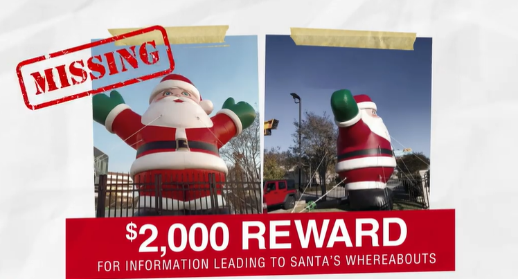 Santa Stolen, Help! Santa Kidnapped from Gordon McKernan Injury Attorneys.