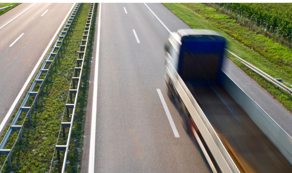 A truck speeding down the highway in Louisiana