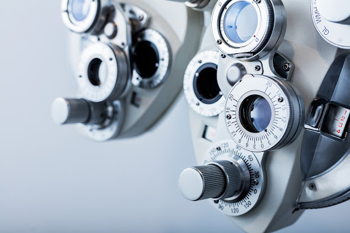 Optical equipment for testing vision. Professional medical machine. Ophthalmology.