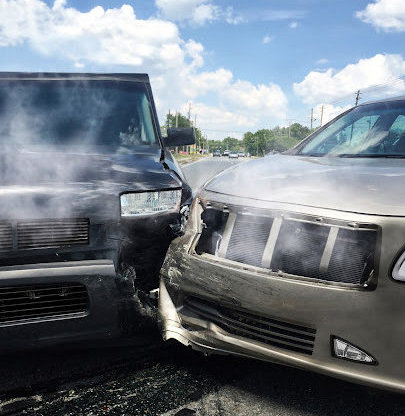 Car accident on highway. Concept shot.