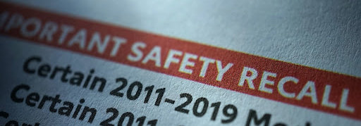 Closeup photo of a safety recall warning.