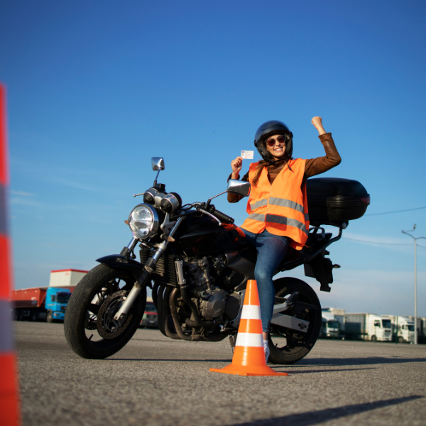 motorcyclist with license after completing safety course