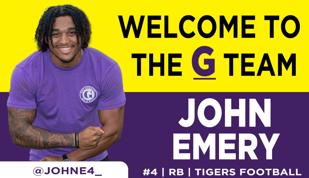 Tigers’ Running Back John Emery Jr. Joins Our Team of Get Gordon Athletes