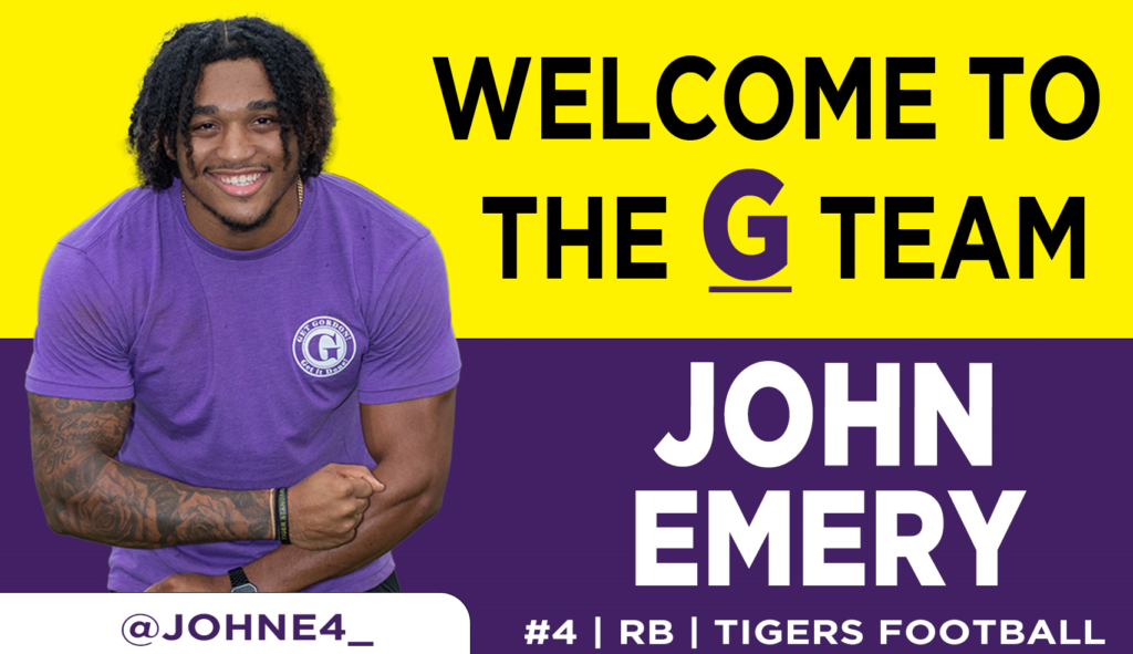 El corredor de los Tigers John Emery Jr. se une a nuestro equipo de atletas Get Gordon