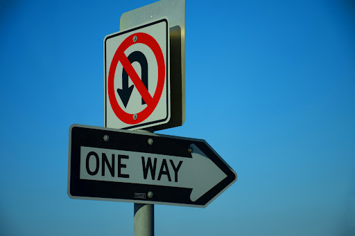 Traffic signs, one way and no return sign