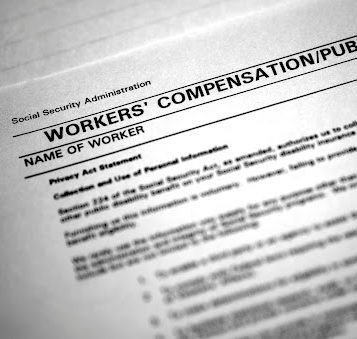 A zoomed-in view of a workers' compensation form 