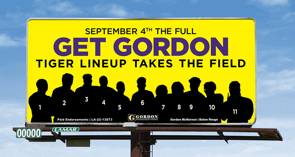Get Gordon Tiger Lineup takes the field billboard