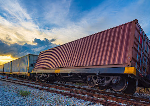 A derailed train car