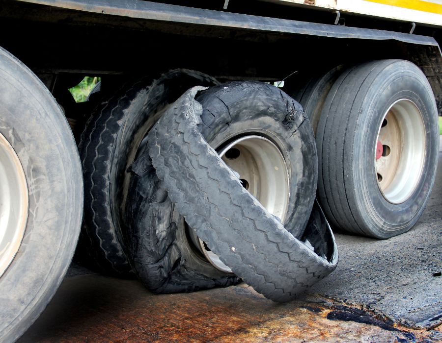 semi-truck tire blow out