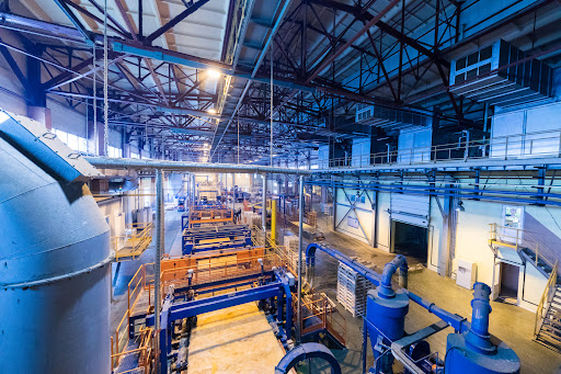 An interior view of an industrial facility