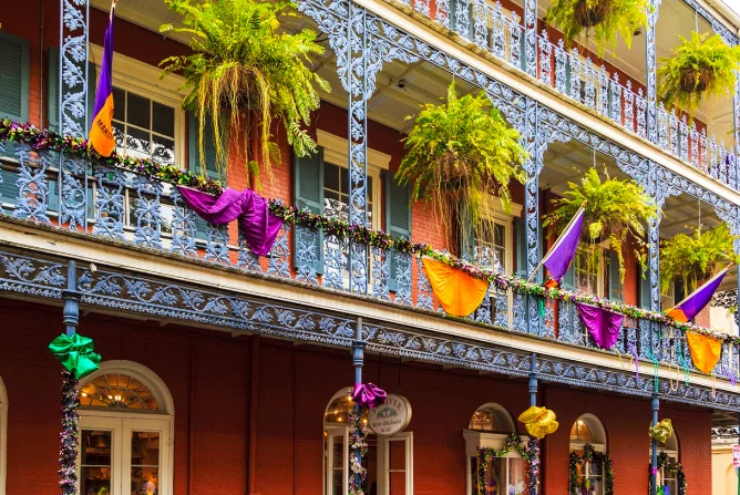 downtown New Orleans Louisiana Mardi Gras Decoration