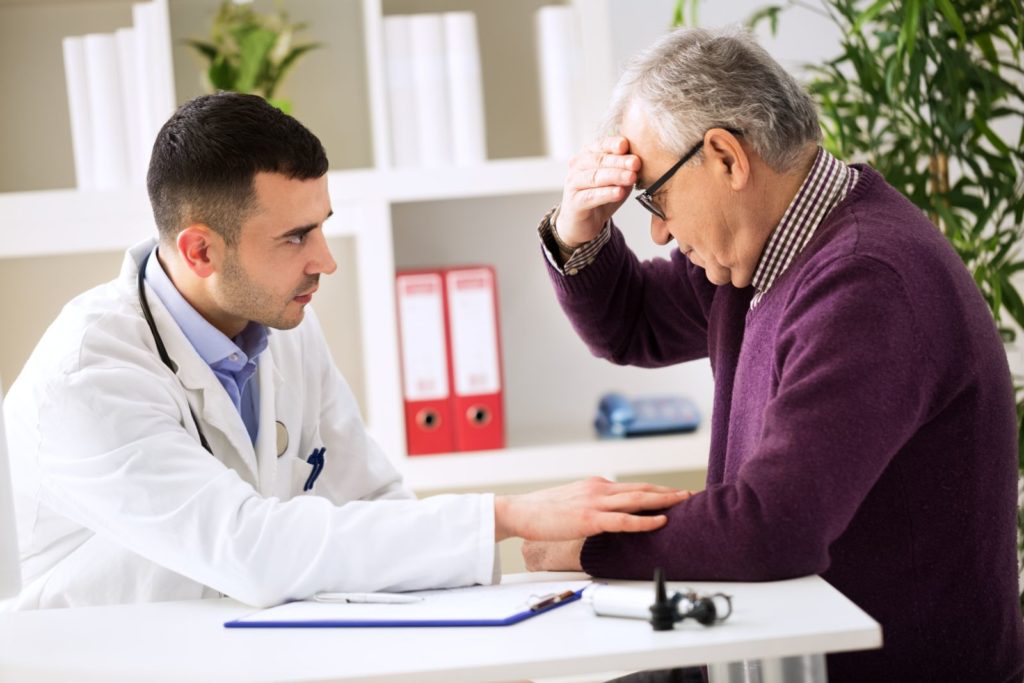 patient seeing doctor after head injury from recent accident