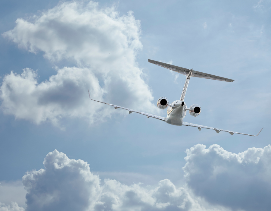 airplane flying at an angle