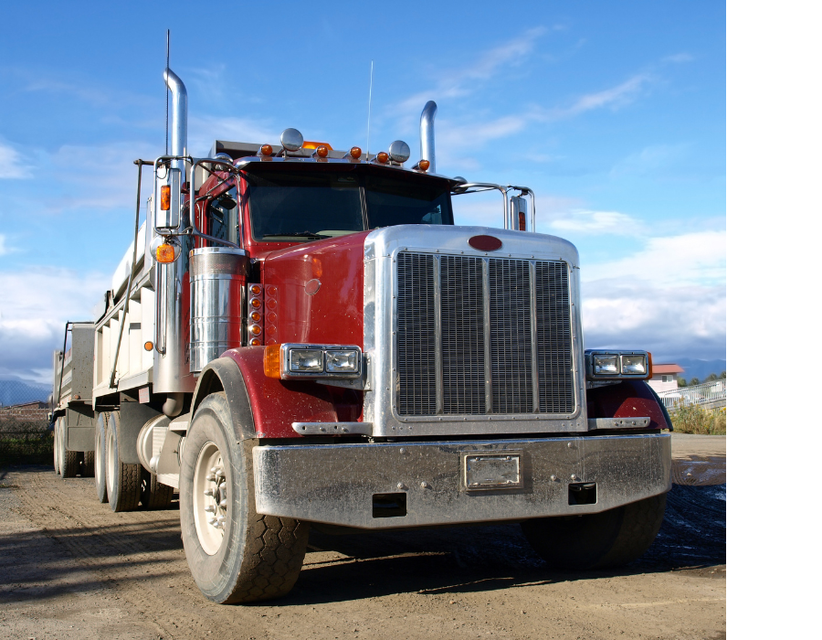 red commercial working truck