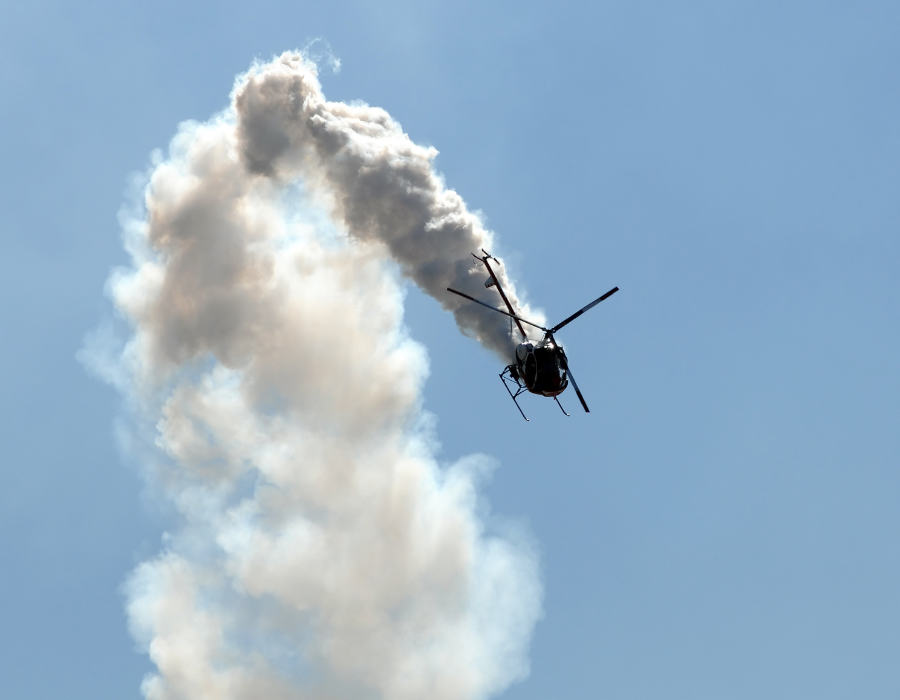 smoking helicopter going down