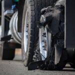 Semi truck tire blowout