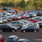 parking lot with many cars to signify possible accident