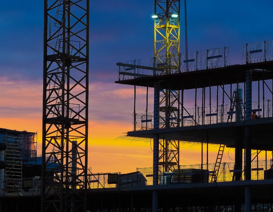 scaffolding construction at night