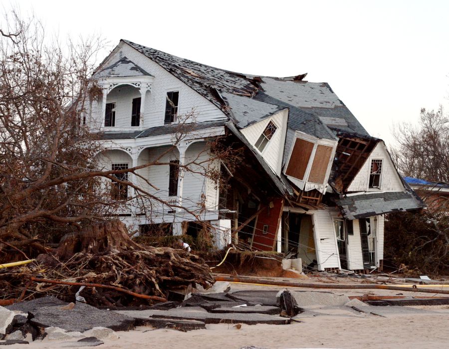 destroyed house from hurricane