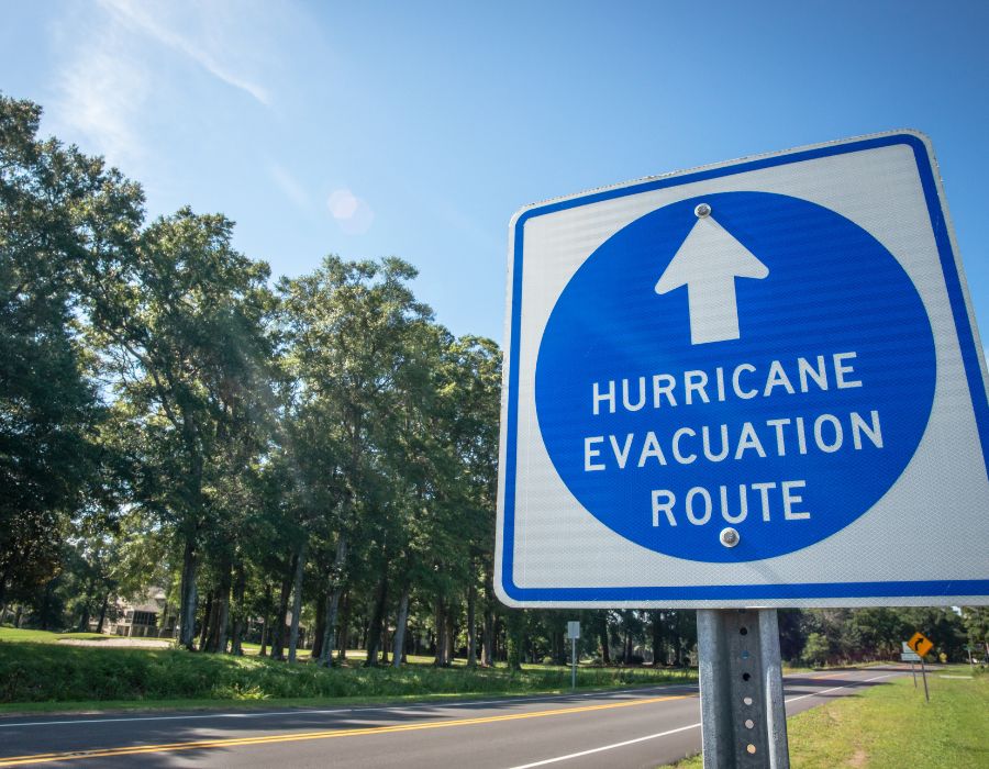 hurricane evacuation route sign