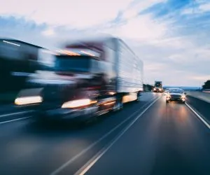 18 wheeler driving on highway