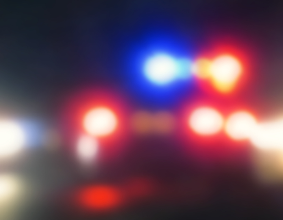 blurred police lights on scene