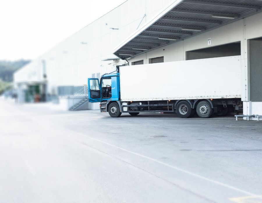 delivery truck in loading bay