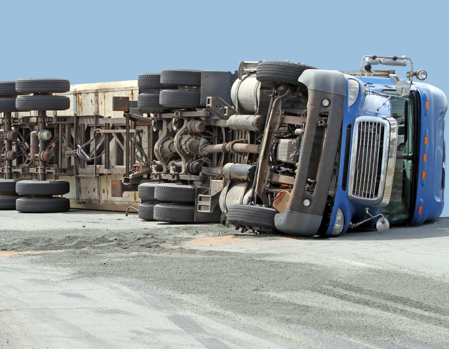 truck rolled over on edge of hill