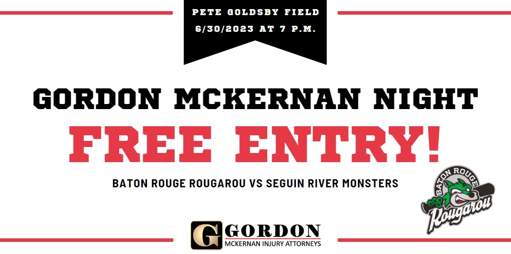 Gordon McKernan Night Rougarou, Gordon McKernan Night: FREE Entry Into the Baton Rouge Rougarou&#8217;s Game on June 30