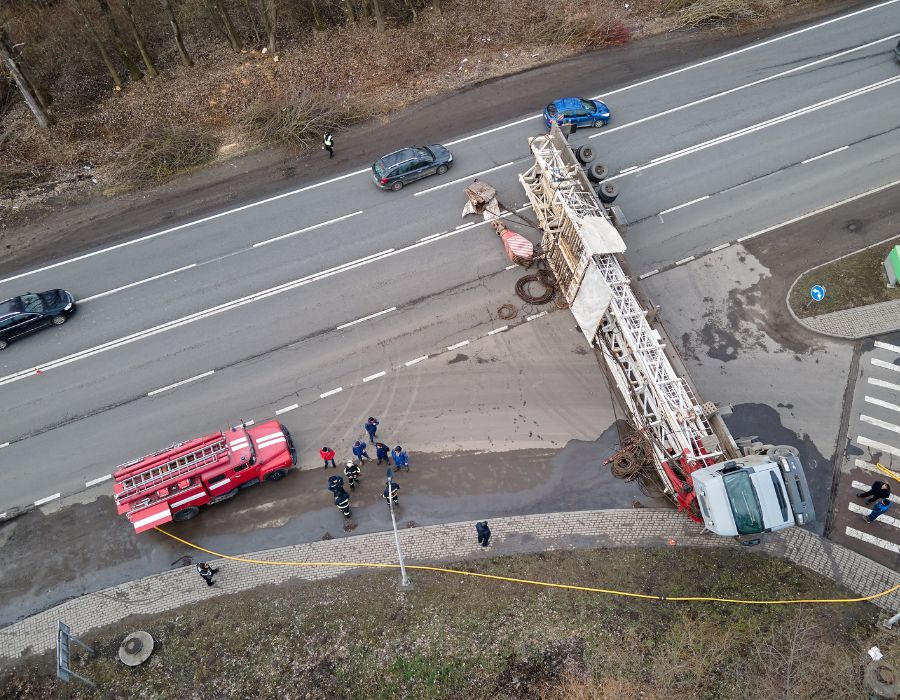 turned over truck on highway