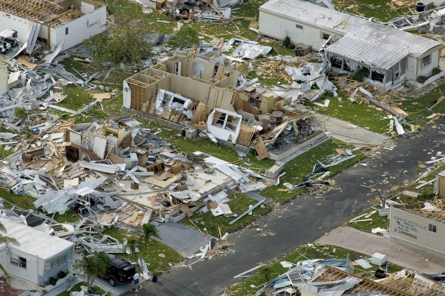 Neighborhood damage from hurricane