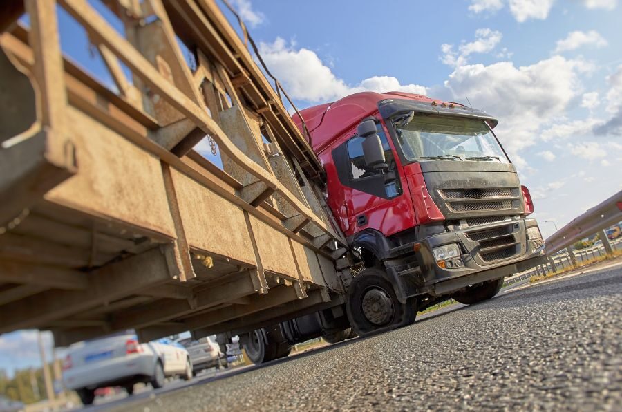 trailer crashed into truck on highway