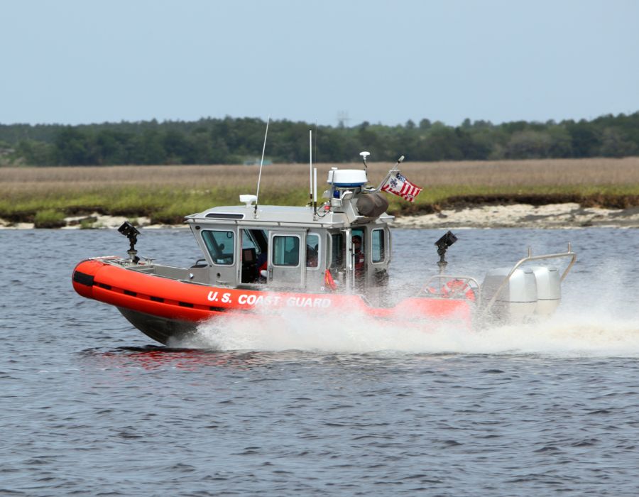 coast guard boat responding to boat accident