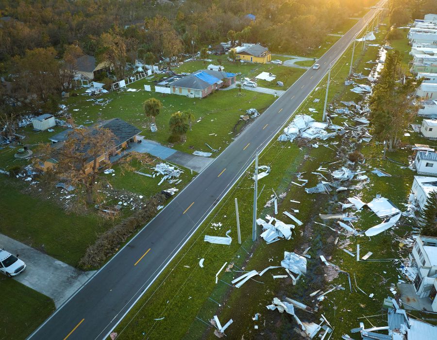 aftermath of hurricane damage