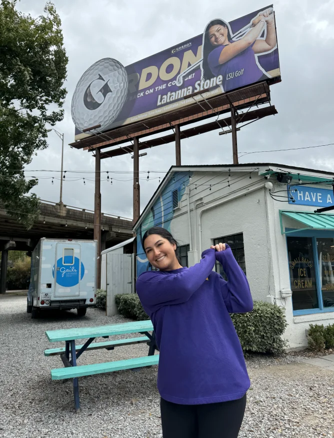 Latanna Stone billboard, Gordon McKernan Unveils Dynamic Billboard Featuring LSU Golfer Latanna Stone