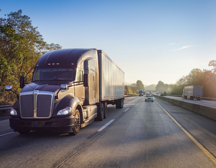 big rig trucks on the highway