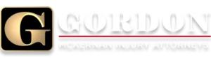Logo of Gordon McKernan Injury Attorneys featuring a gold "G" inside a black square and bold text.