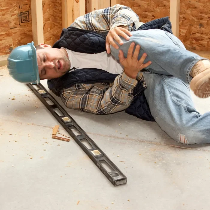 construction worker with hurt knees