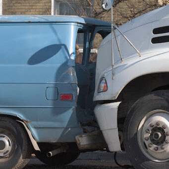 Truck and Van Accident Silver truck and blue van accident