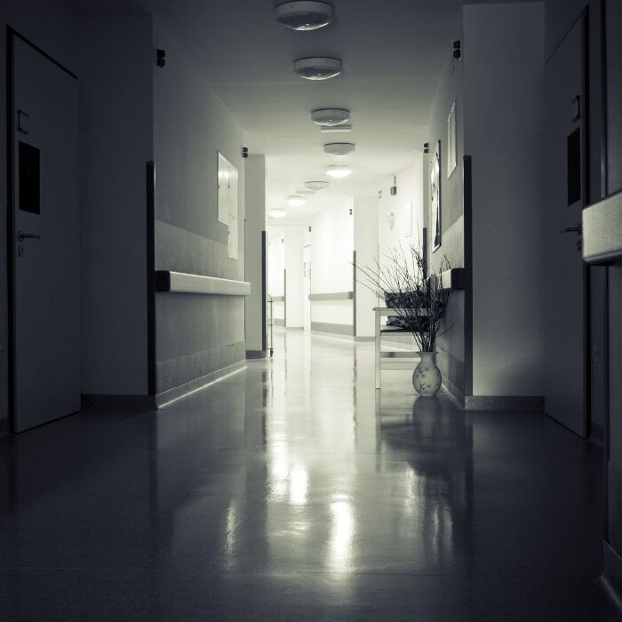dark nursing home hallway